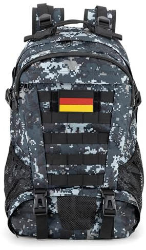 Jueachy 30 L militär taktisk ryggsäck stor kapacitet multifunktionell vandringsryggsäck för vandring resor camping bergsklättring skola, Blkdc, 30L