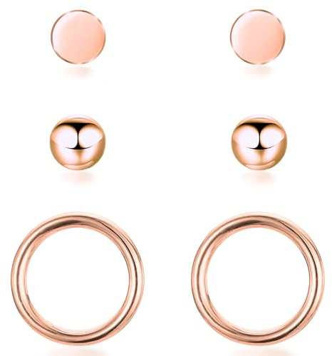 Self Love Club® Ohrstecker Set Damen aus Chirurgenstahl, Hautfreundliche & Wasserfeste Ohrringe 18K vergoldet in Gold, Rosegold & Silber