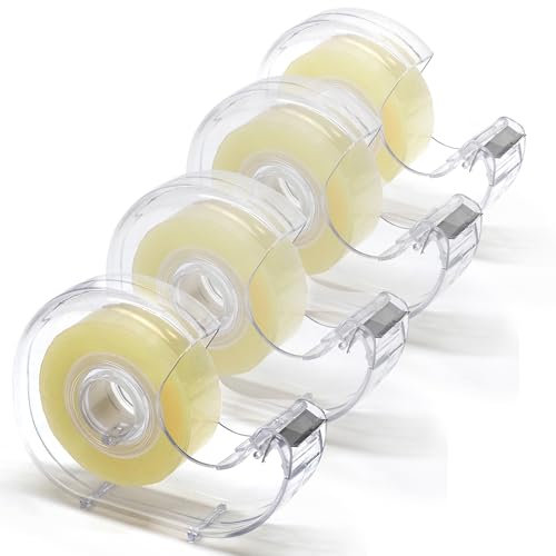 Waytex Pack de 4 Ruban adhésif transparent avec Dévidoir, haut pouvoir adhésif, largeur 19 mm rouleau de 33m qualité Pro épaisseur 50 microns Brillant