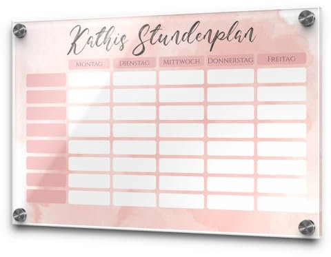 CHRISCK design Personalisierter abwischbarer Stundenplan aus Acrylglas - Wochenplaner Schule - kreatives Einschulung Geschenk zum Schulbeginn für Mädchen o. Junge - Schulkinder Plan