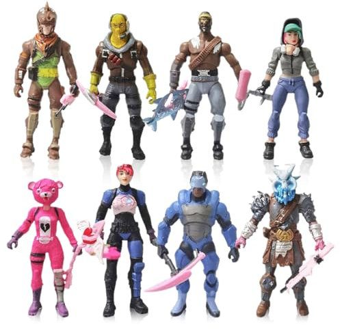 Philoctes 8 Stück Battle Figuren Set, 11 cm Mit Erntewerkzeugen, Minifiguren Cake Topper, Geburtstag Party Kuchen Dekoration für Kinder, Spielzeug für Jungen & Mädchen