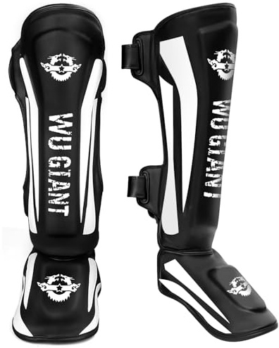 NZQXJXZ Protège-Tibias de Kickboxing, Protège-Tibias de Muay Thai, Protège-Jambes Réglables avec Protection du Cou-De-Pied, Équipement d'Entraînement pour l'Entraînement et Le Sparring MMA