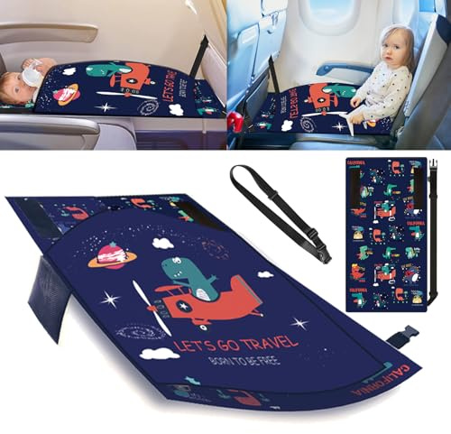 Rongxze Flugzeug Sitzverlängerung für Kinder, 79x44cm Faltbare Fußstütze mit Aufbewahrungstasche, Tragbare Fußhängematte für Kurztrip Reisen Zubehör (Schwarz)