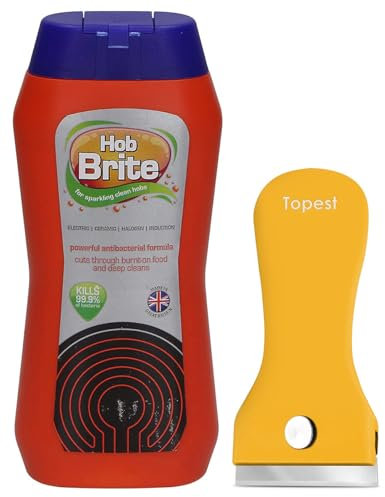 Hob Brite Hob Cleaner (250 Ml) + Hob Cleaning Tool [Non-Scratch] - Ideal for Ceramic, Electric, Halogen and Induction Hobs [Packaging May Vary]