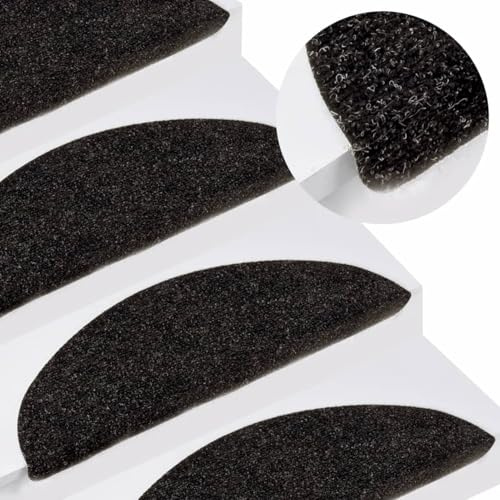Somanki Stufenmatten Selbstklebend 15 STK Treppenmatten, Treppenstufen Matten, Teppich Treppenstufen, Treppenteppich, Treppenauflagen Teppich, 56x20 cm Anthrazit