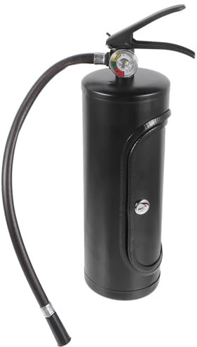 Cabilock Caja para Vino De Metal Tipo Extintor Negro, Minibarra Portátil, Contenedor Resistente para Botella y Copas, Diseño para Bomberos, Almacenamiento para Reuniones y Celebraciones