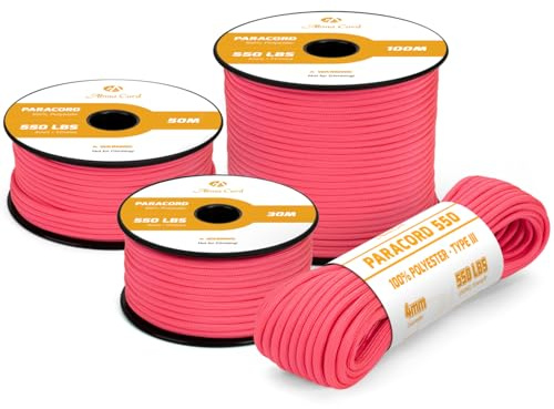 Abma Cord Paracord 4mm 100m Schnur Typ III Paracord 550 Seil 7 Kern | Max 250kg (550lbs), Polyester, Basteln, Camping, Survival, Outdoor