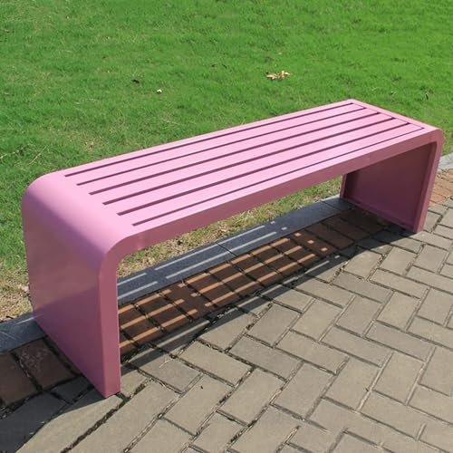 Parkbank mit Stahlrahmen, wetterfest, Metall, Gartenbank für Terrasse, Premium-Blumenbank, Sitz (Größe: 140 x 40,1 x 45,2 cm, Farbe: B)