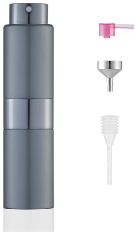 Toureal 20ml Vaporisateur Parfum Rechargeable de Voyage - Mini Recharge Parfum Flacon Spray Vide de Sac - Echantillon Fiole Atomiseur Extracteur de Poche - Miniature Atomiseur Eau Avion Bouteille Gris