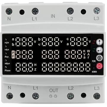 DewinLVD Compteur Électrique, Compteur Électrique Triphasé Rail DIN Protection Contre les Surtensions/Sous-tensions, Smart Meter avec Affichage LCD AC 230V 100A