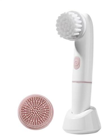Cepillo de lavado de cara, cepillo de limpieza facial Vibración del | Masajeador de cara ultrasónica impermeable con 2 cabezas, herramientas recargables de cuidado de la