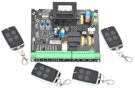 Motor Puerta Corredera, Tarjeta controladora de placa de circuito de Motor de abridor de puerta oscilante for actuadores de Motor lineal oscilante de CA para abridores automáticos de portones(4 remote