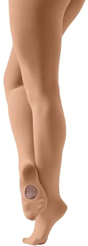 Convertible Dance Ballet Tights in 70 Denier High Performance Fabric, for Girls & Women in Pink & Tan