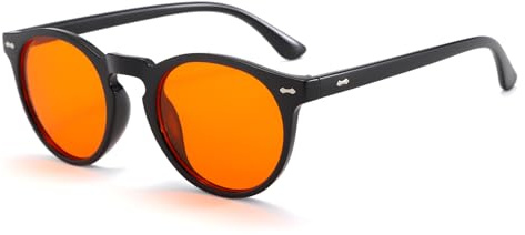 Long Keeper Blaulichtfilter Brille Orange Gläser Runde Blaulicht Blockierende Computerbrille PC Gaming-Brille Anti Blaulicht Brille für Herren Damen