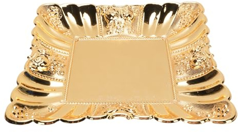Pssopp Plateau Décoratif en or, Collation de Fête Réutilisable Plateau de Plats D'apéritif Alimentaire pour les Bijoux de Maquillage à thé (Grand 30, 5 cm / 12 pouces)
