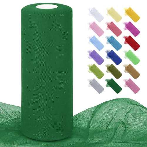 Uiopa Tüll Grün 30cm x 91m Tüllstoff Polyester Netzstoff Tüllband Tüll Stoff Rolle für Tutu Röcke, Geschenkverpackung, Geburtstag/Party/Hochzeitsdekoration, DIY-Projekte