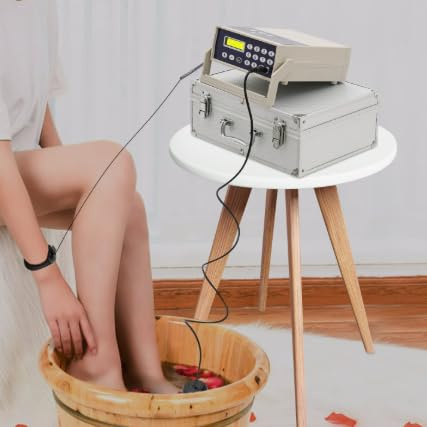 Ionic Fußbad Detox Maschine 50W 3 Temperaturstufen 40-50°C Ionischer Entgifter mit Gürtel und Handschlaufe Tragbares Ionisches Detox Spa für Zuhause Schönheitssalon