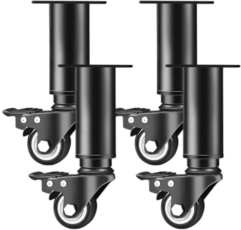 5PCS Adjustable Furniture Legs with Swivel Castors Mute Table Leg Extenders with Brake Heavy Duty Furniture Feet for Cupboard Bed Sofa Couch Bedside Table