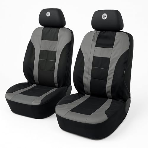 Generico Coprisedili Auto Universali, Confortevole e Traspirante in Mesh e Spugna, Facile Installazione, Elegante Colori Nero e Grigio - Kit Completo con Ganci e Istruzioni (2)