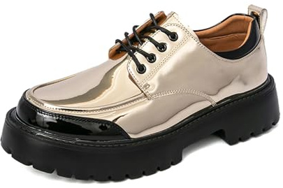 Mocassins à enfiler en cuir verni pour homme - Mocassins tendance - Pour les affaires et les loisirs, doré, 40 2/3 EU