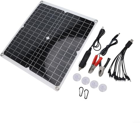 Kit de panneau solaire monocristallin 50 W 12 V chargeur et mainteneur de batterie pour voiture, bateau, camping-car, camping, alimentation hors réseau et utilisation en extérieur avec deux ports USB