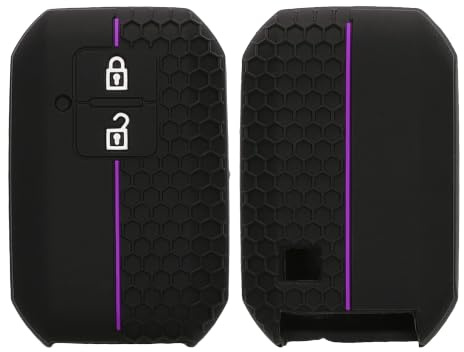 kwmobile Schlüsselhülle für Suzuki 2-Tasten Autoschlüssel Keyless Go Hülle - Autoschlüssel Schlüssel Hülle aus Silikon - Schlüsseletui in Schwarz Violett
