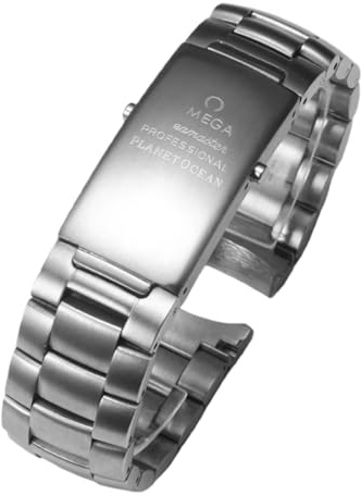 ROUREOX Massivt Klockarmband Rostfritt Stål 20mm 22mm Böjda Ändar, Metall Ersättningsband Länk för Omega Seamaster 300 Collection-A 20mm