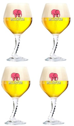 Set of 4 Delirium 50cl Beer Glasses – Official Belgian Chalice – Classic Belgian Ale Glassware