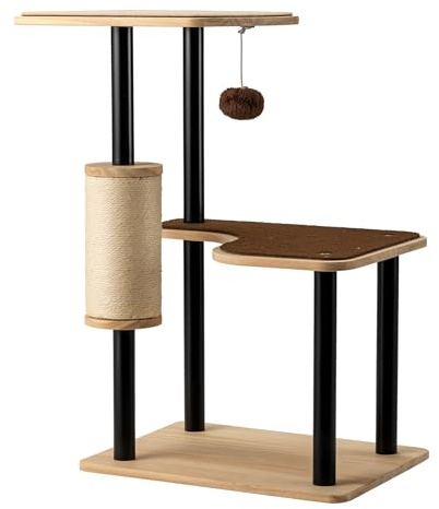 Fudajo Kratzbaum aus Metall 40 x 30 x 62 cm mit Sisal, Kratzmöbel mit Kratzbrett, Katzenbaum mit großer Liegefläche und modernem Design