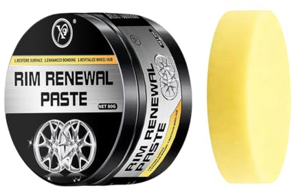 Rim Renewal Paste Wheel Care Kit for Light Scratch Marks, Curb Rash Surface Care, Alloy Rim Polish with Sponge for Car Detailing and Maintenance (1pc)