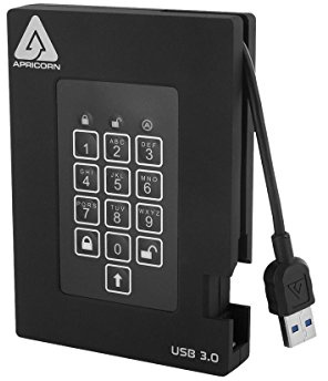 Apricorn 1TB Aegis Padlock Fortress FIPS 140-2 Level 2 Validated 256-Bit Encrypted USB 3.0 Hard Drive with PIN Access (A25-3PL256-1000F)