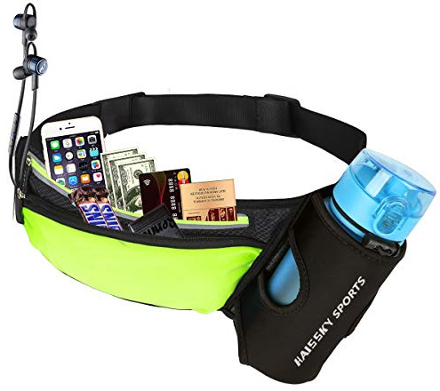 Laufgürtel für Handy mit Flaschenhalter Sport Bauchtasche für Damen Herren | Große Kapazität Running Belt mit Reflexstreifen, Handytasche Joggen Laufen Marathon Zubehör, Schweiß-und Kratzfest