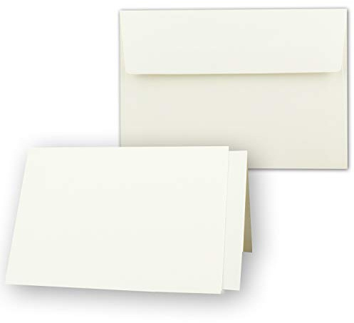 75x Kartenpaket DIN A6/C6 mit Faltkarten in Creme - 10,5 x 14,8 cm - Umschlag mit Haftklebung - Einlegeblätter in Creme - NEUSER PAPIER