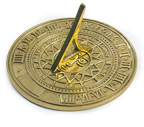 Black Country Metal Works Polished Brass 'Sunface' Garden Sundial - 120mm