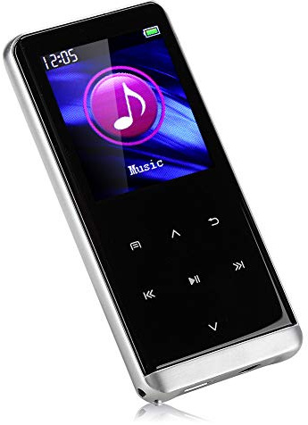 Lecteur MP3 avec Bluetooth, enregistreur Radio FM Mini Media MP4 Système Audio Portable HiFi Sound Music Prend en jusqu'à 32 Go et 28 Langues système(8GB)