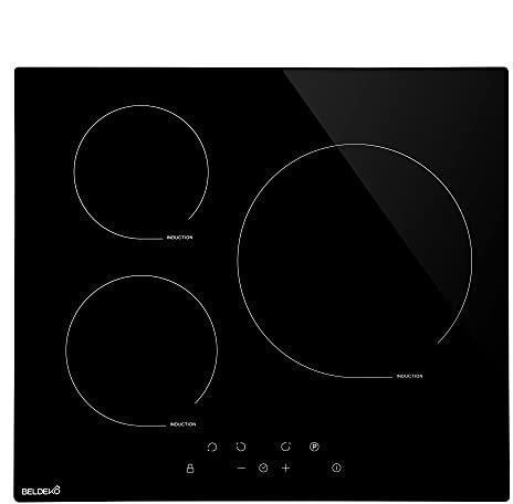 Plaque Induction 3 Feux Encastrable BELDEKO - 5500W avec Booster - Fiable et Robuste - Minuteur, Touches Tactiles, Anti-Débordement, 9 Niveaux de Puissance