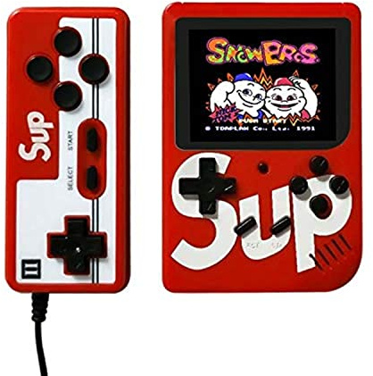 Mini console per videogiochi in stile retrò, con 400 giochi classici integrati, portatile, da viaggio, portatile, da 7,6 cm, supporto TV, regalo per ragazzi, bambini, adulti (rosso)
