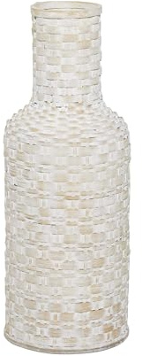 Deco 79 Vaso, bambù, bianco, 20,3 cm L x 20,3 cm W x 55,9 cm H