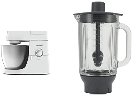 Kenwood Stand Mixer for Baking, Stylish Food Mixer, with K-beater, Dough Hook, Whisk and 6.7 Litre Bowl, 1200 W, KVL4100W, White & KAH359GL Blender Attachment for Kitchen Machines