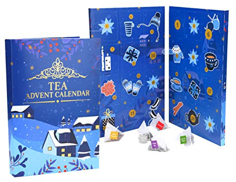 Spetebo Tee Buch Adventskalender 2025 groß - 35 x 24 cm - Verschiedene Teesorten für die Weihnachtszeit - Advent Weihnachten Deko Kalender Probier Set