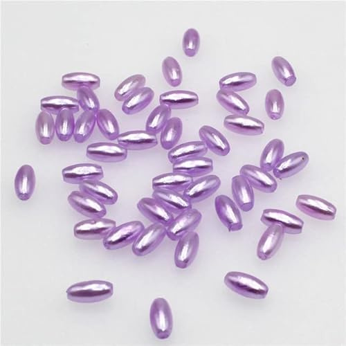 4 x 8 mm 6 x 12 mm gerades Loch, oval, Imitationsperlen, Kunststoff, Abstandhalter, Kugel, Reisperlen für die Schmuckherstellung, Basteln, Dekoration, lila, 6 x 12 mm, 100 Stk