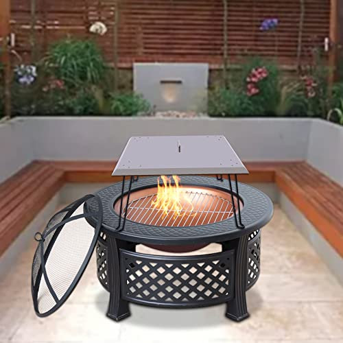 Brasero pour le jardin Accessoires pour le foyer, couvercle en acier inoxydable pour le foyer, carré, couvercle isolant pliable pour le foyer avec poignée (63,5 × 63,5 × 30,8 cm)