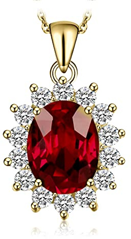 JewelryPalace 2.5ct Collana Donna Kate Middleton Argento 925 con Naturale Granato Rosso, Princess Diana William Collana Ciondolo Pietra Ovale con Catena 45cm, Collane Pendenti Oro Set Gioielli Donna