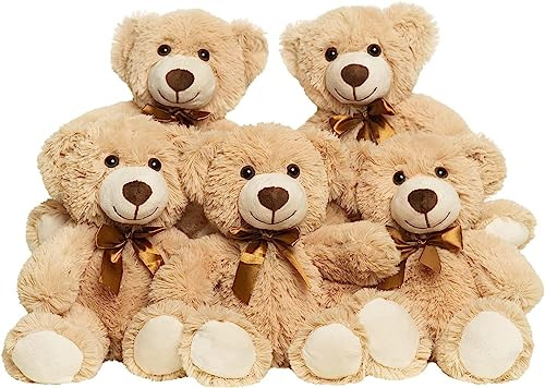 Yeqivo Teddybär gefülltes Tier Plüschtier Geschenk für Kind Freundin, 13.5 Zoll gefüllte Bären für Weihnachten Valentinstag Geburtstag Hochzeitsfeier（Khaki,5Pcs）