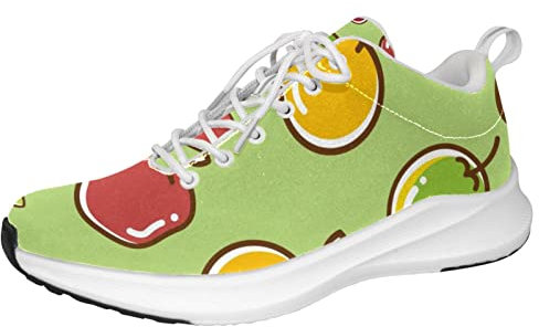 Scarpe da ginnastica uomo personalizzate Scarpe da passeggio leggere Running Athletic Casual Sneakers Rosso Mela Cherry Giallo Limone Mango Verde, Multicolore, 38 EU