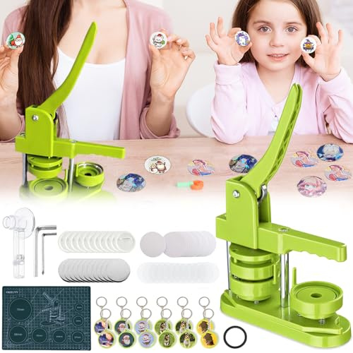 Creador De Insignias, Botón Giratorio Actualizado Fabricante Insignias Botones Bricolaje Máquina Solapa 37 Mm Kit De MáQuina Para HacerInsignias Con 417 Piezas De Botones Cortador De CíRculos Llavero