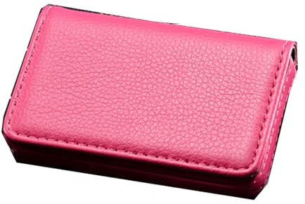 Étui magnétique en cuir synthétique pour cartes de visite, convient pour homme et femme, rose rouge