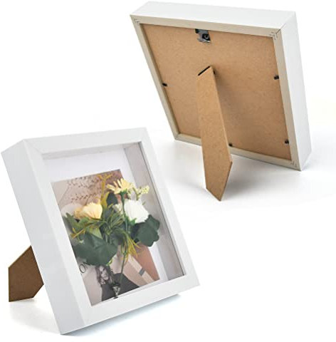 OctBird 3D Bilderrahmen zum Befüllen 23x23cm Holz Fotorahmen mit 3cm Tiefe Rahmen Objektrahmen zum Befüllen, Wand- und Tischrahmen mit Hochauflösende Glas
