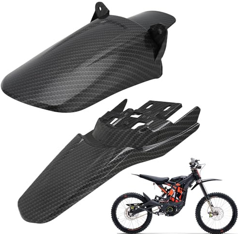Runfarr Dirt Bike Schutzblech,Motorrad Schutzblech Hinten Set,Hinterrad Schutzblech,Kotfluegel für Surron Sur Ron Sur-Ron Light Bee Elektro Dirt Bike-Karbonfaser Muster