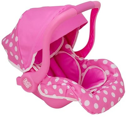 Dolly Tots Puppenautositz Pink mit Polka-Dots | Bequemer Tragesitz für Puppen bis 45 cm | Mit Stauraum & integriertem Gurt | Puppenzubehör für Kinderwagen & Buggy | Ab 3 Jahren.